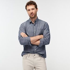 Stretch organic cotton chambray shirt n dark wash